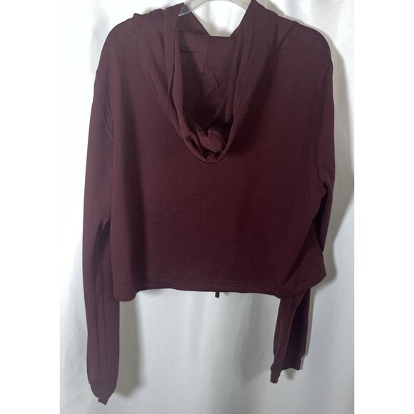 True Religion Logo Crop Woman Hoody Dark Burgundy Xl Style#206667 Cotton/Rayon - Picture 6 of 9